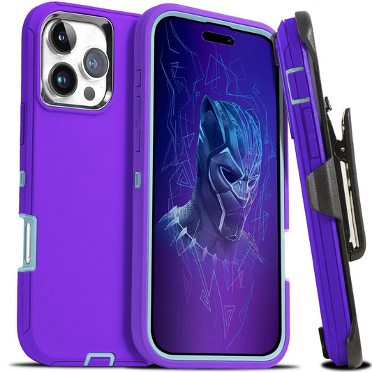 Heavy-Duty Shockproof Case with Belt Clip for iPhone 12, 13, 14, 15, 16 Pro Max