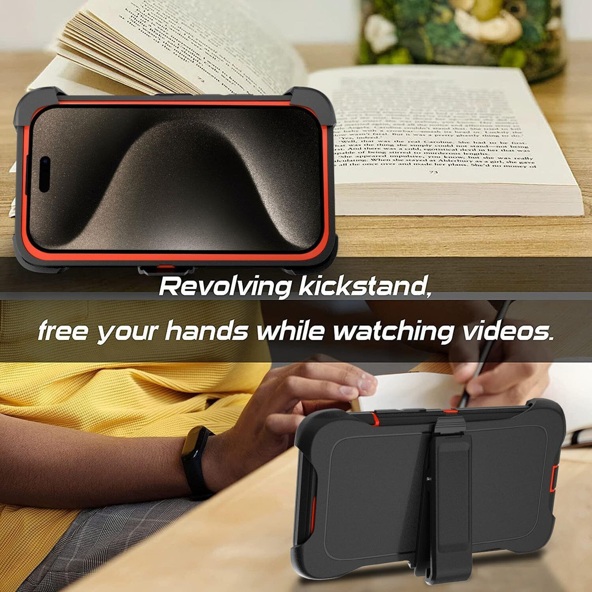 Heavy-Duty Shockproof Case with Belt Clip for iPhone 12, 13, 14, 15, 16 Pro Max