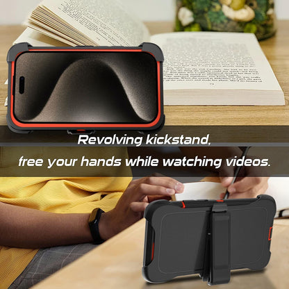 Heavy-Duty Shockproof Case with Belt Clip for iPhone 12, 13, 14, 15, 16 Pro Max