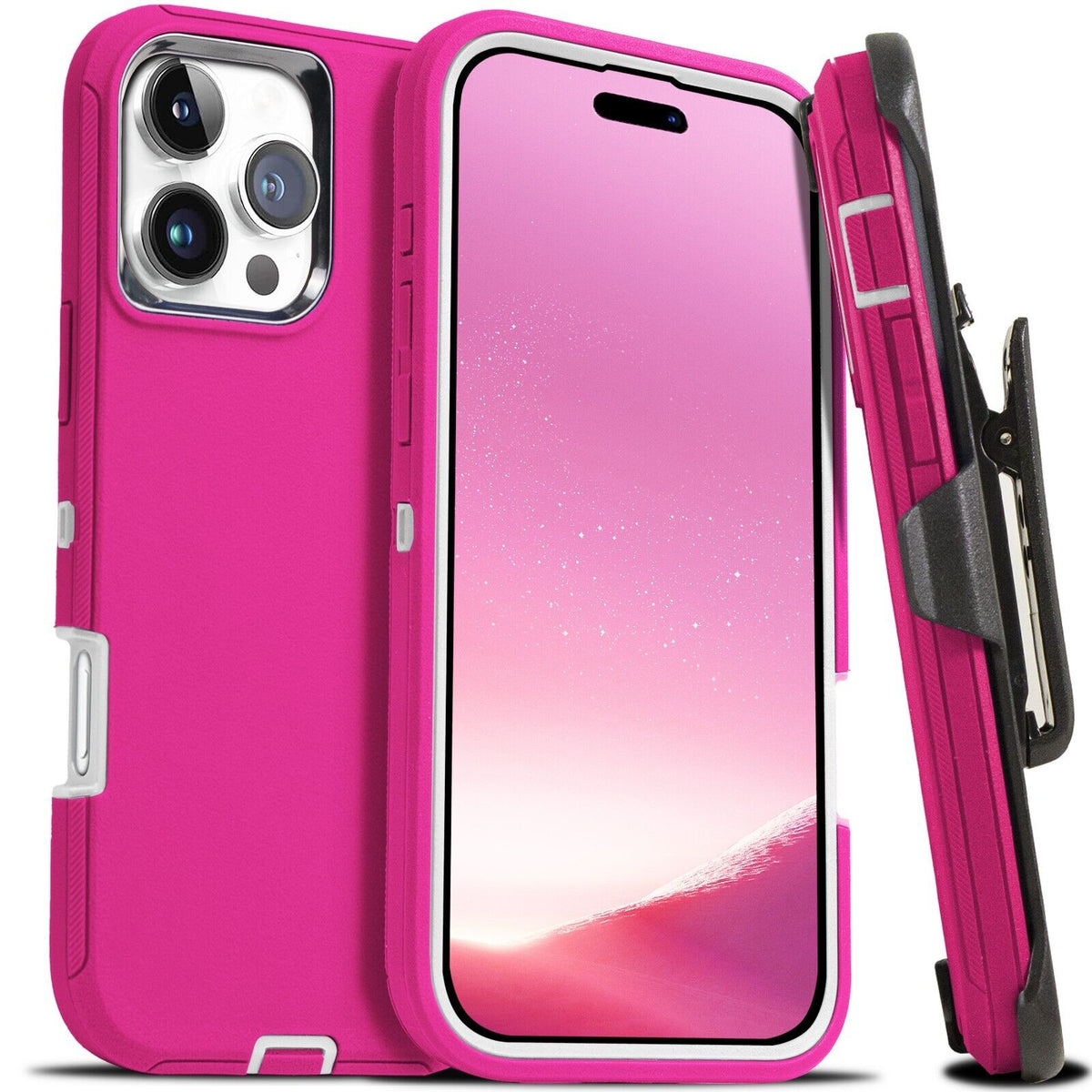 Heavy-Duty Shockproof Case with Belt Clip for iPhone 12, 13, 14, 15, 16 Pro Max