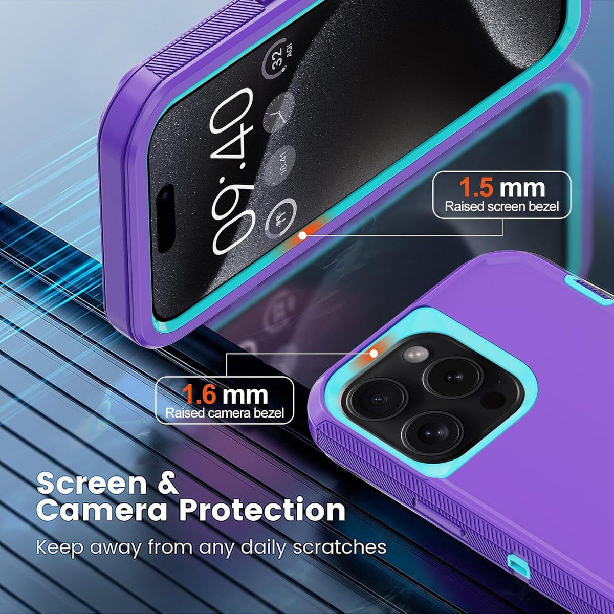 Heavy-Duty Shockproof Case with Belt Clip for iPhone 12, 13, 14, 15, 16 Pro Max