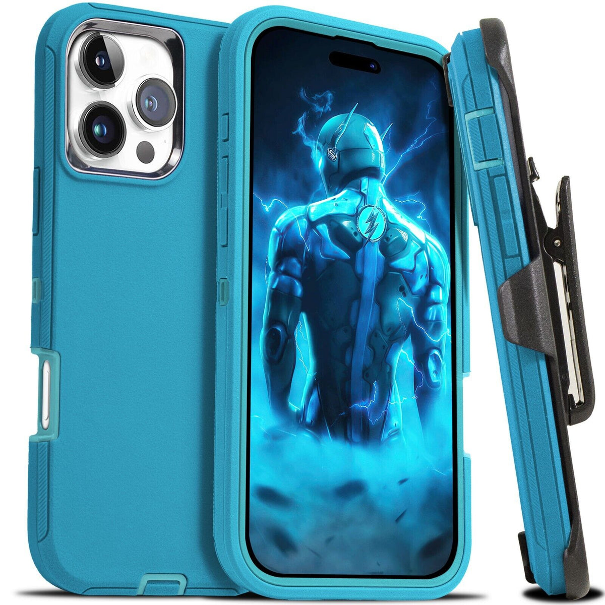 Heavy-Duty Shockproof Case with Belt Clip for iPhone 12, 13, 14, 15, 16 Pro Max