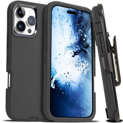Heavy-Duty Shockproof Case with Belt Clip for iPhone 12, 13, 14, 15, 16 Pro Max