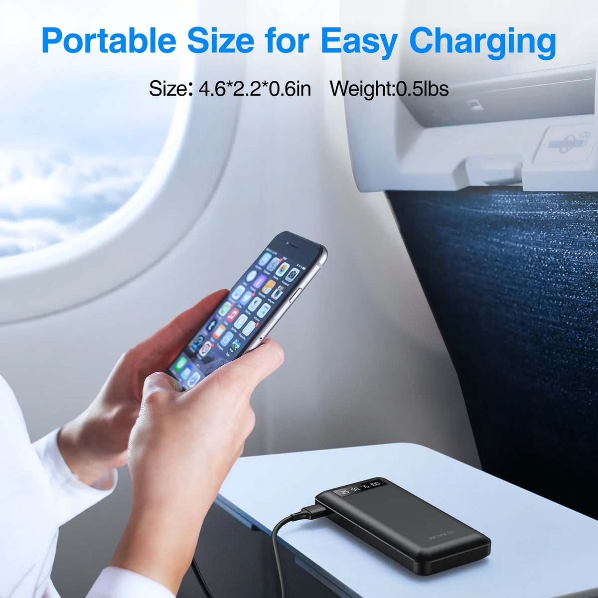 20000mAh Portable Power Bank with Cables for iPhone and Android Smartphones