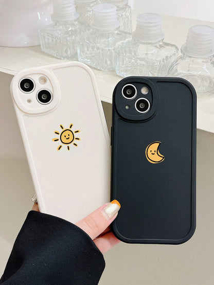 Couple Phone Cases - Sun & Moon Design, Black & White Compatible with Iphone & Galaxy, Compatible with Iphone 13/15/16 Pro Max/16/14/15/16 Plus, Also Suitable as Birthday Gifts for Girlfriend, Boyfriend or Personal Use, Compatible with Samsung Galaxy Phones,International Version, Not the Domestic Version